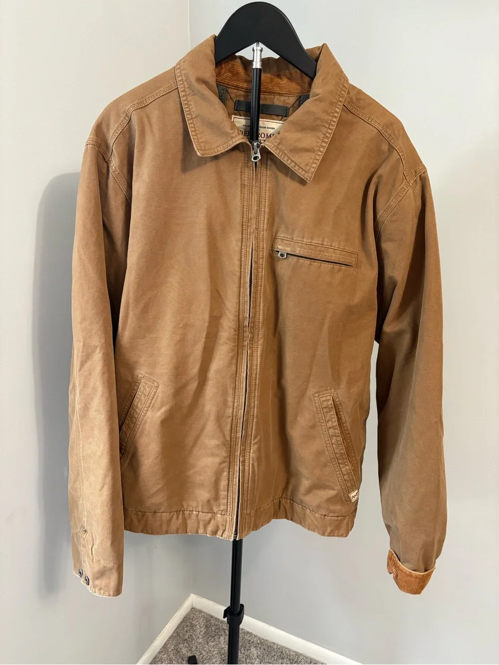 Vtg Abercrombie Fleece Lined Canvas Detroit Work Jacket Brown Mens L Camo Y2K